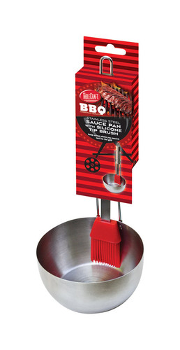 Tablecraft - BBQPBR - BBQ 4-3/4 ft. W x 9-1/2 ft. L Red/Silver Stainless Steel Brush/Sauce Pan