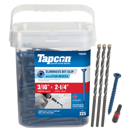 Tapcon - 28560 - 2-1/4 in. L Star Flat Head Concrete Screws 225/Pack