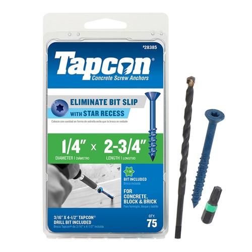 Tapcon - 28385 - 2-3/4 in. L Star Flat Head Concrete Screws - 75/Pack