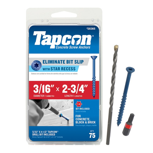 Tapcon - 28365 - 2-3/4 in. L Star Flat Head Concrete Screws - 75/Pack