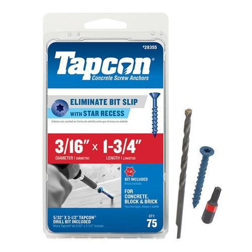 Tapcon - 28355 - 1-3/4 in. L Star Flat Head Concrete Screws - 75/Pack