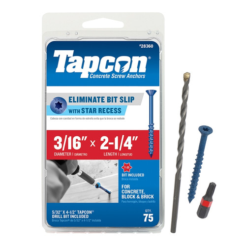 Tapcon - 28360 - 2-1/4 in. L Star Flat Head Concrete Screws - 75/Pack