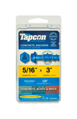 Tapcon - 24293 - 5/16 in. Dia. x 3 in. L Steel Hex Head Concrete Screw Anchor - 15/Pack