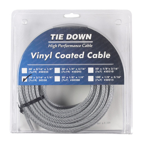 Tie Down Engineering - 50230 - Vinyl Coated Galvanized Steel 3/16 in. Dia. x 50 ft. L Aircraft Cable