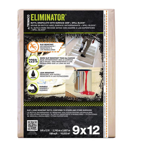 Trimaco - 80321 - Eliminator 9 W x 12 ft. L Butyl Coated Drop Cloth - 1/Pack