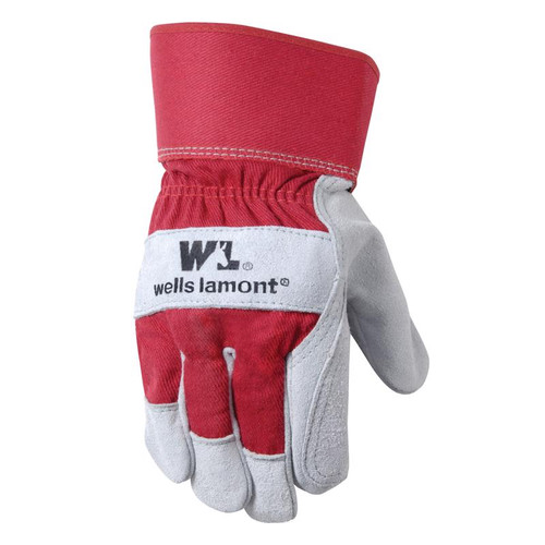 Wells Lamont - 4050 - Universal Cowhide Leather Palm Work Gloves Red L 1 pair