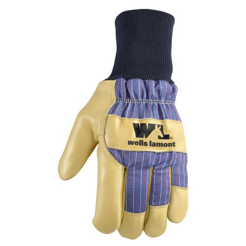 Wells Lamont - 5127L - Men's Outdoor Palomino Leather Cold Weather Work Gloves Blue/Tan L - 1/Pack