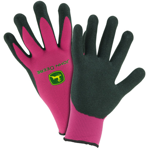 West Chester - JD00021-W - John Deere Women's Nitrile Coated Foam Palm Dipped Gloves Black/Pink L 1 pair
