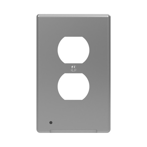 Westek - LCR-CCDO-N - LumiCover Satin Nickel Gray 1 gang Plastic Duplex Nightlight Wall Plate - 1/Pack
