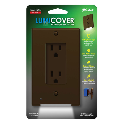 Westek - LCR-CDDO-DB - LumiCover Bronze 1 gang Plastic Duplex Outlet Wall Plate - 1/Pack