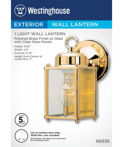 Westinghouse - 66936 - Polished Brass Clear Incandescent Wall Lantern