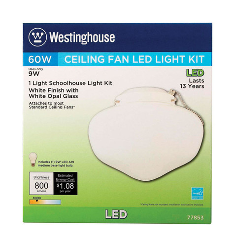 Westinghouse - 77853 - Semi-Gloss White Schoolhouse Ceiling Fan Light Kit