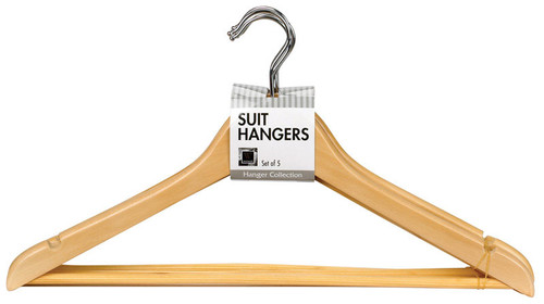 Whitmor - 6026-340 - 1 in. H x 17-1/2 in. W x 9 in. L Wood White Suit Hanger - 5/Pack