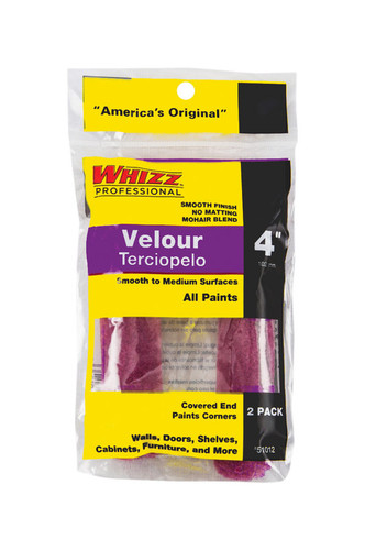 Whizz - 51012 - Velour 4 in. W x 3/16 in. Mini Paint Roller Cover - 2/Pack