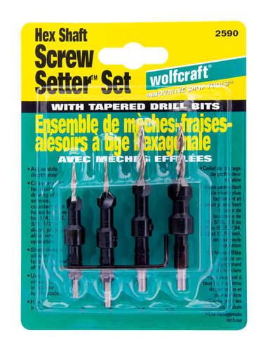 Wolfcraft - 2590 - Steel Tapered Screw Setter Set 4/pc.