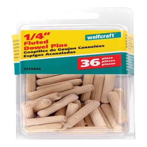 Wolfcraft - 2910405 - Fluted Hardwood Dowel Pin 1/4 in. Dia. x 1-1/8 in. L - 1/Pack Natural