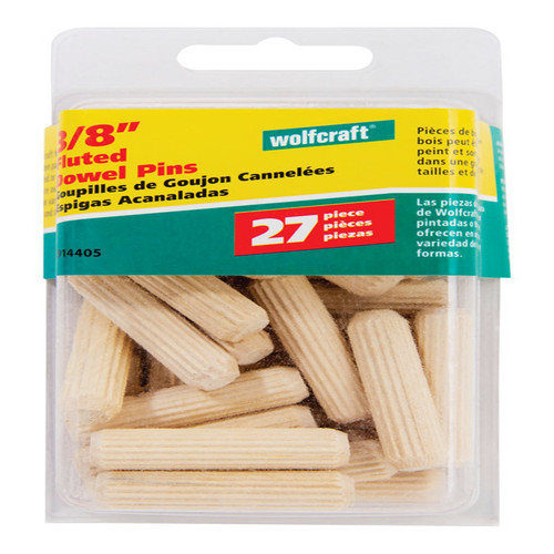 Wolfcraft - 2914405 - Fluted Hardwood Dowel Pin 3/8 in. Dia. x 1-1/2 in. L - 1/Pack Natural