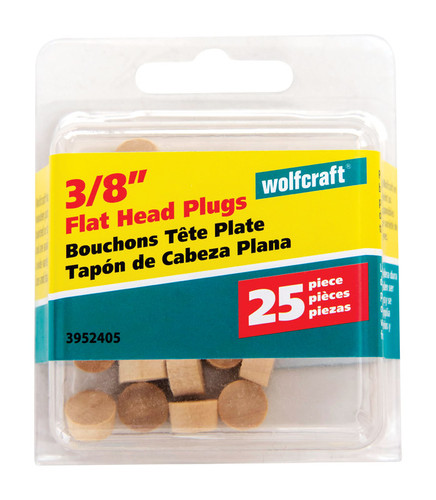 Wolfcraft - 3952405 - Flat Birch Head Plug 3/8 in. Dia. x 1/4 in. L - 1/Pack Natural