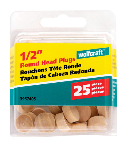 Wolfcraft - 3957405 - Round Birch Head Plug 1/2 in. Dia. x 0.3 in. L - 1/Pack Natural