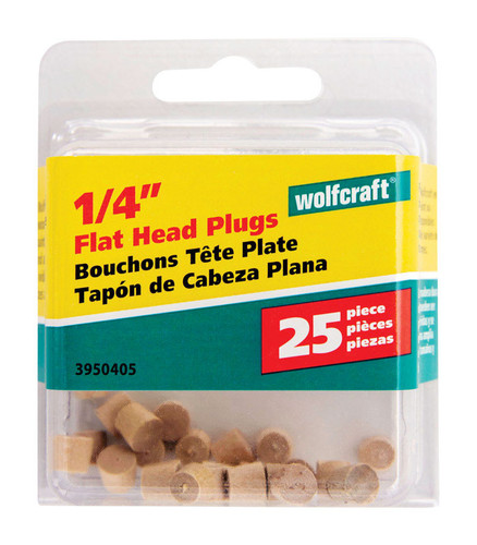 Wolfcraft - 3950405 - Flat Birch Head Plug 1/4 in. Dia. x 0.225 in. L - 1/Pack Natural
