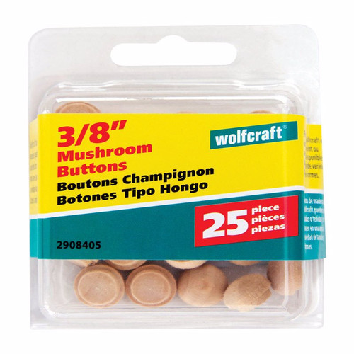 Wolfcraft - 2909405 - Round Hardwood Mushroom Plug 3/8 in. Dia. x 1/2 in. L - 1/Pack Natural