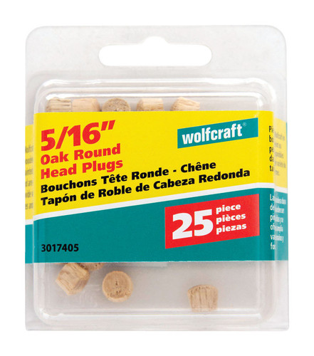 Wolfcraft - 3017405 - Round Oak Head Plug 5/16 in. Dia. x 1/4 in. L - 1/Pack Natural