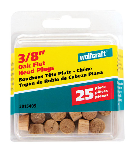 Wolfcraft - 3015405 - Flat Oak Head Plug 3/8 in. Dia. x 1/4 in. L - 1/Pack Natural