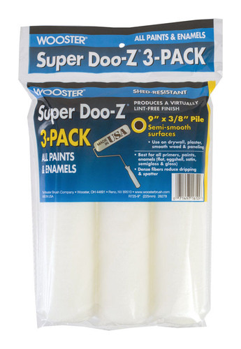 Wooster - R725-9 - Super Doo-Z Fabric 9 in. W x 3/8 in. Paint Roller Cover - 3/Pack