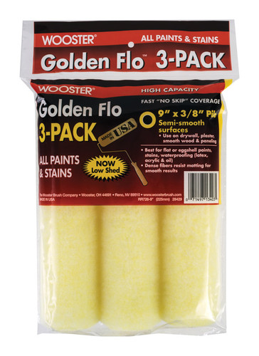 Wooster - RR726-9 - Golden Flo Fabric 9 in. W x 3/8 in. Paint Roller Cover - 3/Pack
