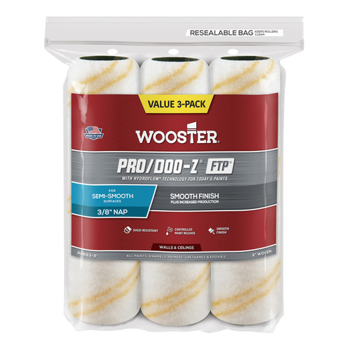 Wooster - RR663-9 - Pro/Doo-Z FTP Synthetic Blend 9 in. W x 3/8 in. Paint Roller Cover - 3/Pack