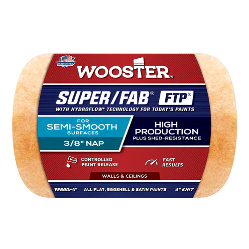 Wooster - RR923-4 - Super/Fab FTP Synthetic Blend 4 in. W x 3/8 in. Trim Paint Roller Cover - 1/Pack