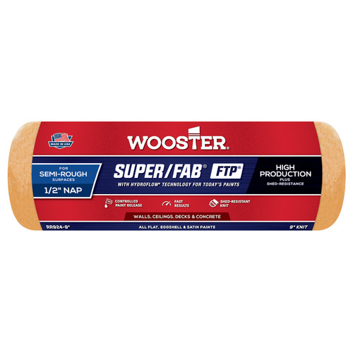 Wooster - RR924-9 - Super/Fab FTP Synthetic Blend 9 in. W x 1/2 in. Paint Roller Cover - 1/Pack