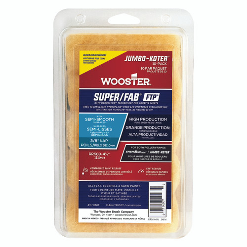 Wooster - RR583-41/2 - Super/FAB 4.5 in. W x 3/8 in. Jumbo Paint Roller Cover - 10/Pack