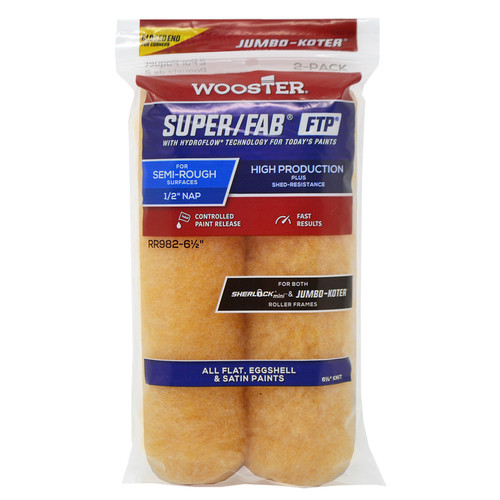 Wooster - RR982-61/2 - SUPER/FAB Knit 6.5 in. W x 1/2 in. Jumbo-Koter Paint Roller Cover - 2/Pack