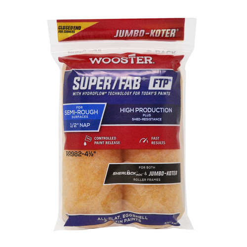 Wooster - RR982-41/2 - Super/Fab 4-1/2 in. W x 1/2 in. Jumbo Paint Roller Cover - 2/Pack