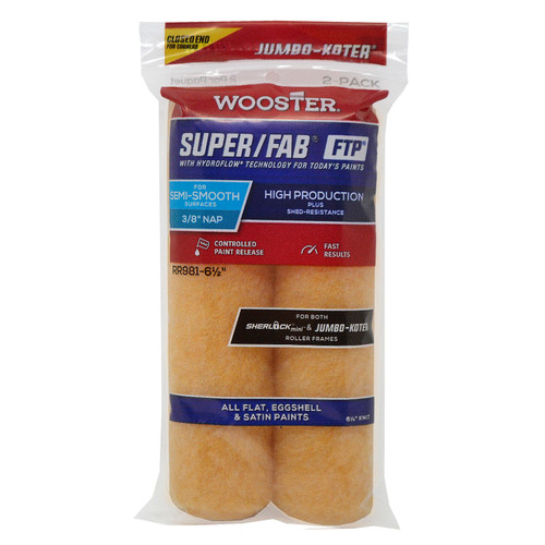 Wooster - RR981-61/2 - SUPER/FAB Knit 6.5 in. W x 3/8 in. Jumbo-Koter Paint Roller Cover - 2/Pack