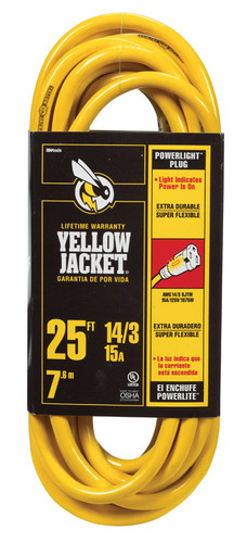 Yellow Jacket - 2886AC - Outdoor 25 ft. L Yellow Extension Cord 14/3 SJTW