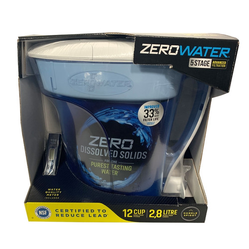 ZeroWater - ZD-012RP - Ready-Pour 12 cups Blue Water Filtration Pitcher