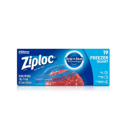 Ziploc - 388 - 1 qt. Clear Freezer Bag 19/Pack