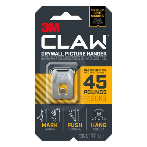 3M - 3PH45M-1ES - Claw Silver Drywall Picture Hanger 45 lb 1 pk