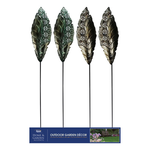 Alpine - ORS776A - Assorted Metal 54 in. H Leaf Outdoor Garden Stake