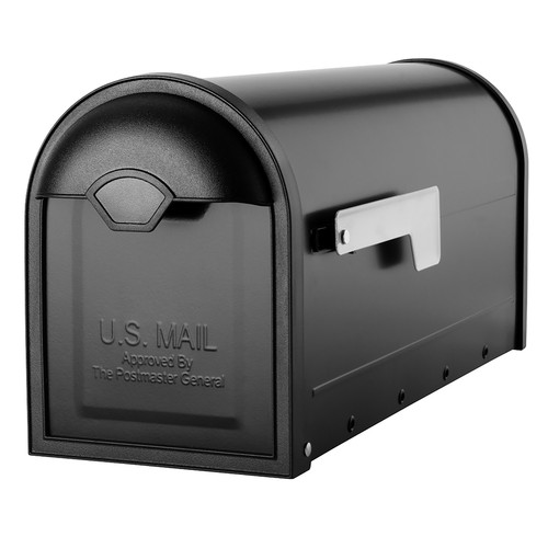 Architectural Mailboxes - 8830B-10 - Winston Galvanized Steel Post Mount Black Mailbox