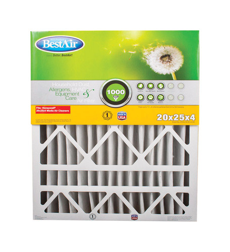 BestAir - HW2025-8R - 20 in. W X 25 in. H X 4 in. D 8 MERV Pleated Air Filter 1 pk