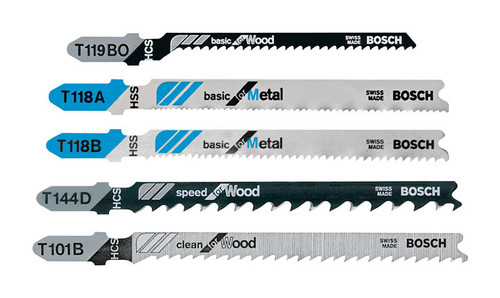 Bosch - T500 - High Carbon Steel T-Shank Jig Saw Blade Set Assorted TPI 5 pk