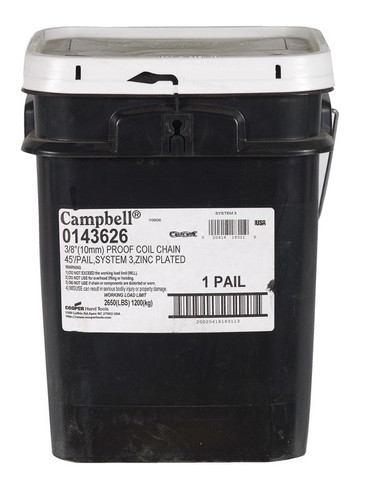 Campbell - 0143626 - 3/8 in. Oval Link Carbon Steel Proof Coil Chain 3/8 in. D X 45 ft. L