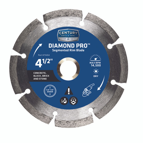Century Drill & Tool - 75454 - 4-1/2 in. D X 5/8 and 7/8 in. S Diamond Segmented Rim Blade 1 pk