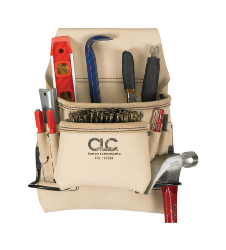 CLC - 178234 - 4.25 in. W X 13.5 in. H Leather Tool Bag 8 pocket Tan 1 pc