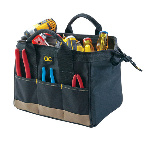 CLC - 1161 - 8.5 in. W X 8 in. H Polyester Tool Bag 14 pocket Black/Tan 1 pc