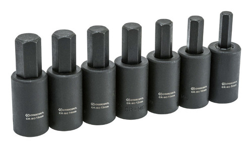 Crescent - CIMBS12 - Assorted Sizes S X 1/2 in. drive S Metric 6 Point Hex Bit Socket Set 7 pc