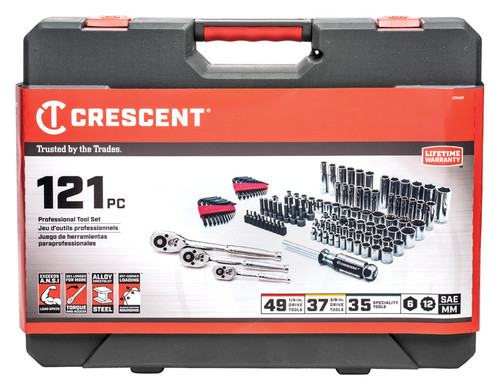 Crescent - CTK121C - 1/4 and 3/8 in. drive S Metric and SAE 6 and 12 Point Mechanic's Tool Set 121 pc